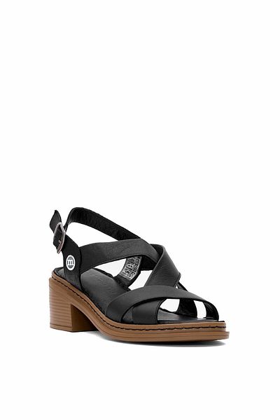 Mammamia Sandale de damă cu toc negru - piele naturală D25YS-2560
