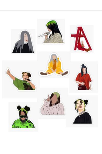 Sticksy Billie Eilishsticker Phone Laptop Notebook Tablet Notebook Flask Sticker Sticker St338