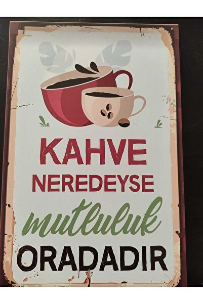 Bluoksweet Poster retro din lemn MDF, cafeaua este aproape de fericire