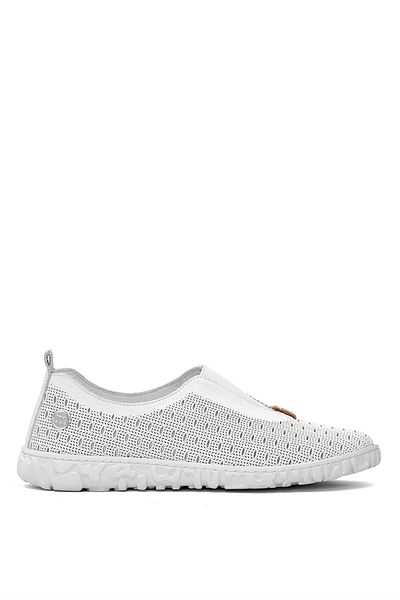 Mammamia Pantofi casual albi de damă - piele naturală