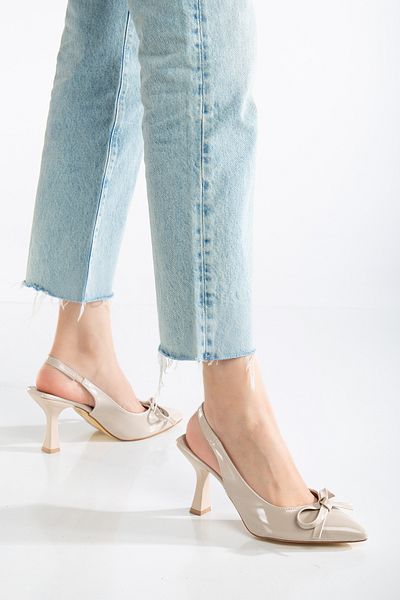 ftclothing Ft Thin Bow Detailed Classic Patent Leather Thin Heeled Shoes