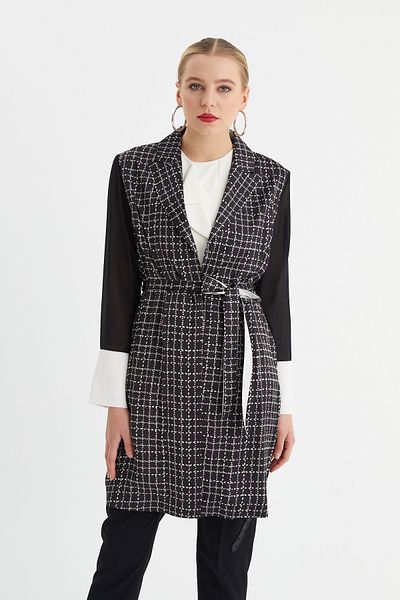 Balizza Blz-Sleeve Chiffon Jacket with Belt