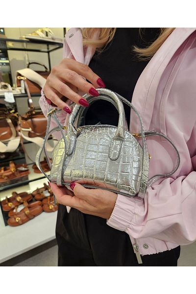 Die Fein Geantă de mână și de umăr cu curea încrucișată cu model mini crocodil pentru femei