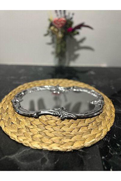 MGEStore İşleme Desenli Sunum Tepsisi Kahve Çay Söz Çeyiz Tepsisi 1 Adet