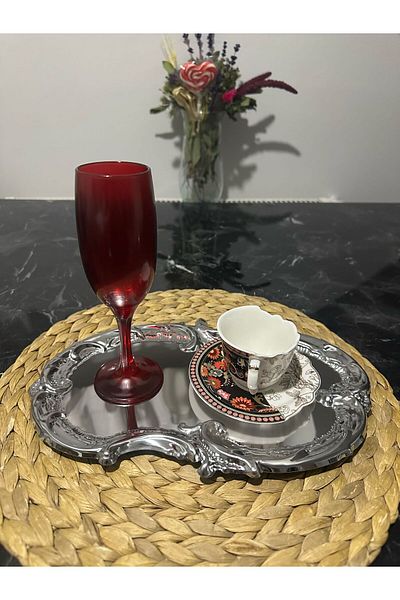 MGEStore Coffee Color Processing Patterned Presentation Tray - 1 Piece