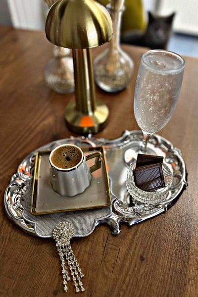 MGEStore Coffee Color Processing Patterned Presentation and Promise Dowry Tray - 2 Pieces