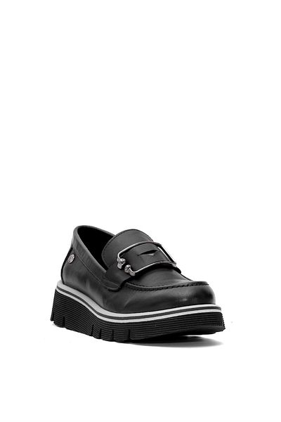 Mammamia Pantofi de damă negri casual - D25YA-3760 - Piele de coloană reală