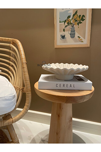 Home Seramik Bej Fırfırlı Dekoratif Tabak (muadil marka)