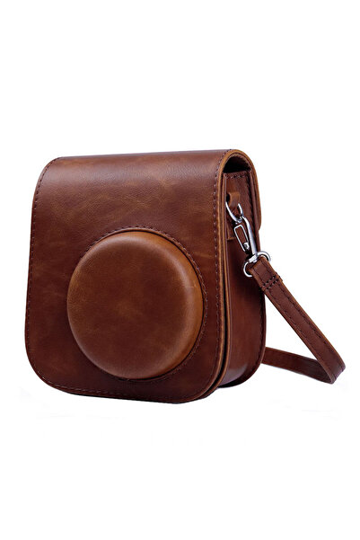 Choice حقيبة كاميرا فوجي فيلم إنستاكس ميني 11 9 8، مصنوعة من جلد البولي يوريثان، مع غطاء سيليكون ناعم، لون بني