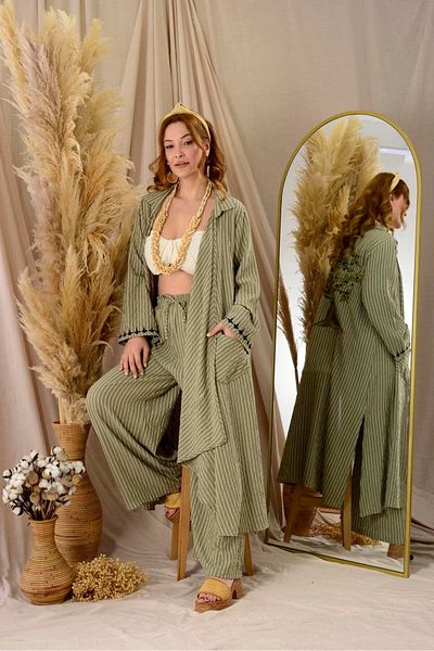 Rabiossa Striped Witch Hooded Bohemian Etnic Suit