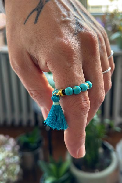 Onouqo Energy Balancing Original Ceyt Natural Stone Blue Finger Rosary
