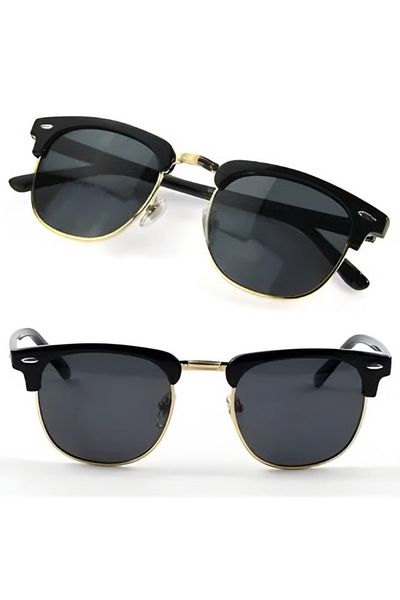 intermax Unisex Uv400 Protection Sunglasses and Case, Black (Clubmaster)