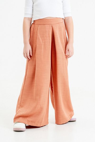 GİYİCEM TEKSTİL Girl's Loose Pleated Linen Trousers 2549