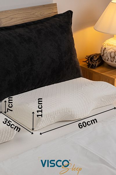 visco sleep Orthopedic Visko Pillow Special Design for Neck Form Hermosa Viscose Pillow with Case 60X35X11-7 cm