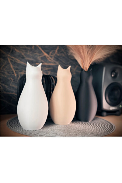 Matris Vasă Siluetă Pisică Obiect Decorativ 20 Cm 3d PLA PLASTIC