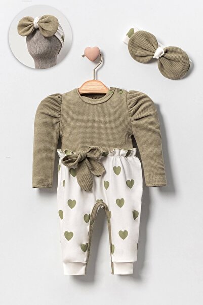 belle vista SMK طفلة القلب منقوشة الهراء باندانا 2 قطعة بذلة