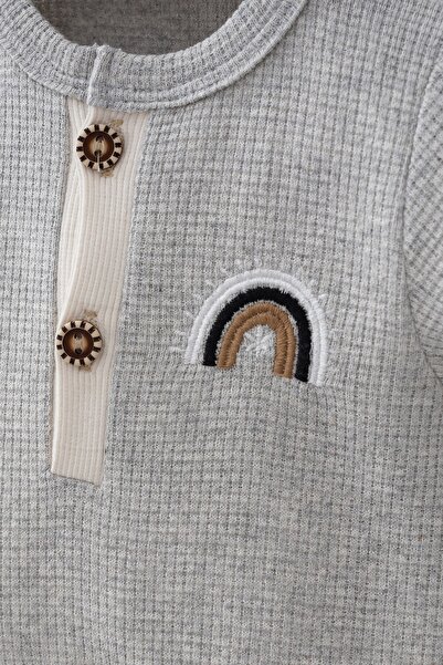 DEFNADA Waffle Rainbow Embroidered Baby Boy Jumpsuit