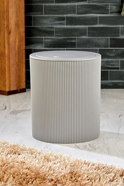 Homie Line Çizgili Yuvarlak Kapaklı Klik Çöp Kovası Banyo Mutfak