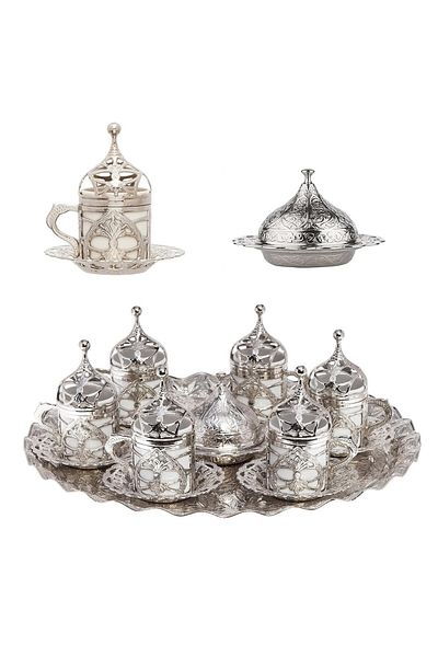 KT HOME Coffee Presentation Set for 6 People - Turkish Coffee Cup and Ottoman Base