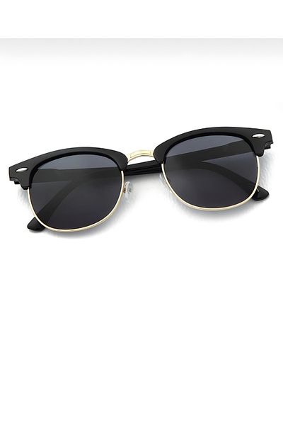 intermax Unisex Uv400 Protection Sunglasses and Case, Black (Clubmaster)