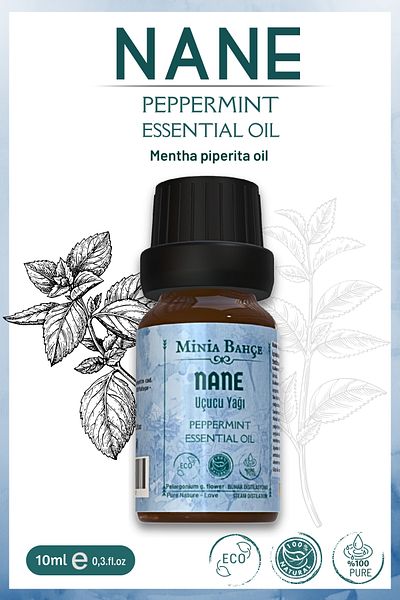 Minia Bahçe Bitki ve Sanat Atölyesi Peppermint Essential Oil 10ml – 100% Pure and Natural