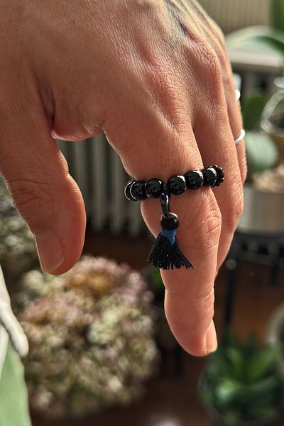 Onouqo Energy Balancing Original Ceyt Natural Stone Black Finger Rosary