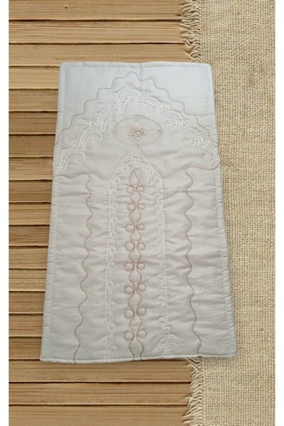 Butik Seccade İnci Güllü Fransız Nakışlı Simli Keten Namazlık Hediyelik Ev Te...