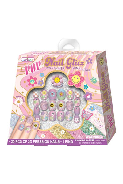 TOYFEST 20 li 3D Çocuk Takma Tırnak Seti ve Toka Seti