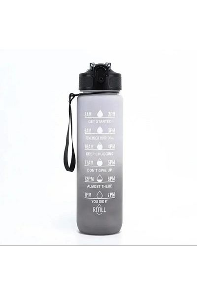Choice 900ml Grey 32 Oz Leakproof Water Bottles with Times to Drink and Straw Motivational Drinking Sports