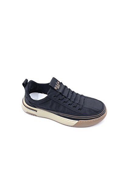 Guja Hafif Tasarım Lastik Bağcıklı Erkek Siyah Keten Günlük Ayakkabı