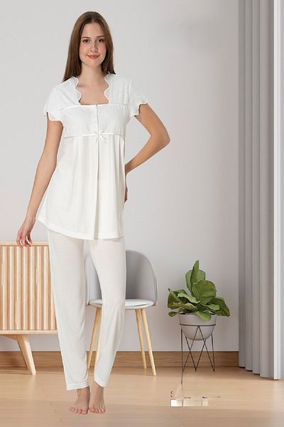 Puerpera Effortt Lace Maternity Pajama Set 5086 Nightgown and Dressing Gown