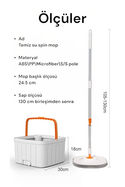 Water Spray Temiz Ve Kirli Suyu Ayıran Yedek Moplu Otomatik Temizlik Seti, Yenilenen Tasarım Kare Başlık