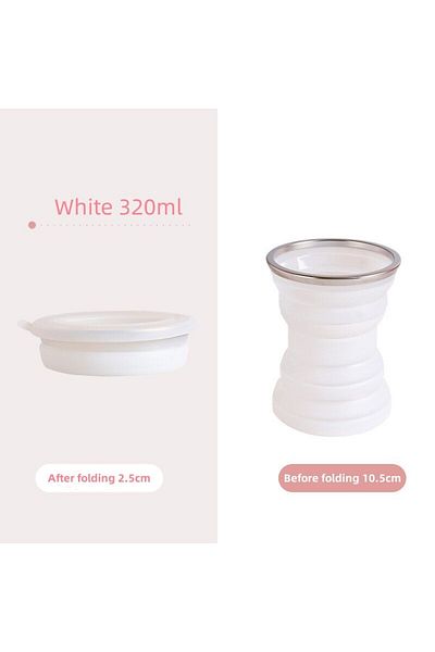 Choice White Type A Portable Silicone Foldable Cup With Lanyard Heat Resistant Collapsible Cups Lid Folding
