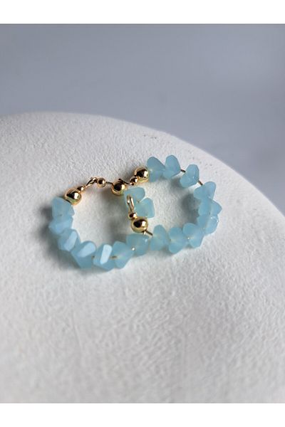 BHR AKSESUAR Turquoise Jewelled Hoop Earrings
