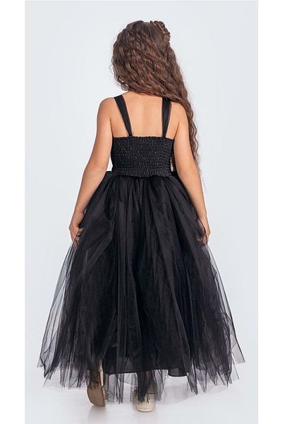 s.t. sebat tekstil Girl's Evening Dress with Satin Gimp and Long Tulle Skirt