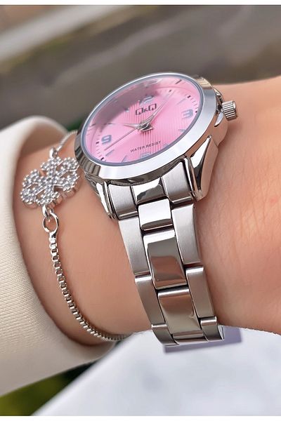 Q&Q Silver Color Waterproof Small Case Women's Wristwatch - Bracelet Gift