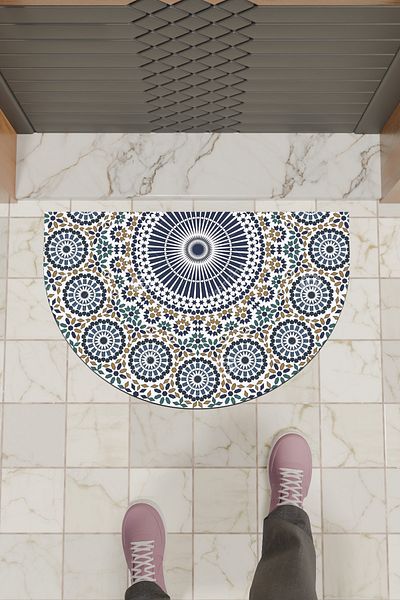 Rugmood Модерна дигитална изтривалка със сини кръгли шарки