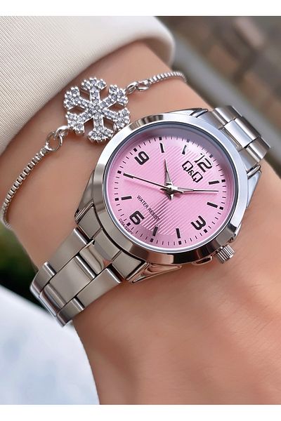Q&Q Silver Color Waterproof Small Case Women's Wristwatch - Bracelet Gift