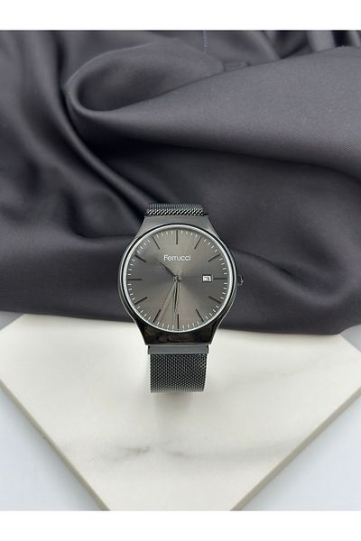 Ferrucci Black Minimalist Design Straw Cord Ferrucci Men's Wrist Watch