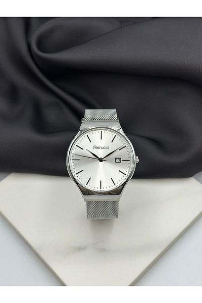 Ferrucci Silver Minimalist Design Straw Cord Ferrucci Men's Wrist Watch