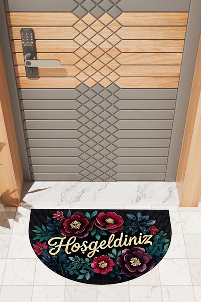 Dormot Home Modern Digital Doormat Red Flower Welcome Door Front Mat