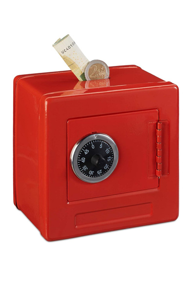 ESENLİWE Şifreli Çelik Kasa Siyah 130x100mm Dayanıklı Kırmızı Para Altın Dekor Kasa Şifreli Premium Güvenlik