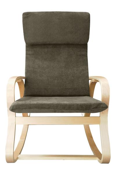 Generic Modern Bentwood Rocking Chair Chenille Fabric Upholstered Relax Rocker Lounge Chair