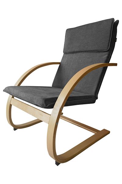 Generic Modern Bentwood Relaxing Chair Chenille Fabric Upholstered Relax Rocker Lounge Chair
