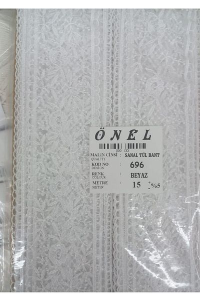 P Parla Lace Polyester Virtual Tulle Tape White 15 Meters Width 6 cm On-696-B