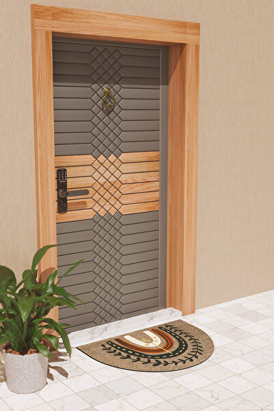 Rugmood Modern Dijital Paspas Kahverengi Püsküllü Gökkuşağı Kapı Önü Paspası