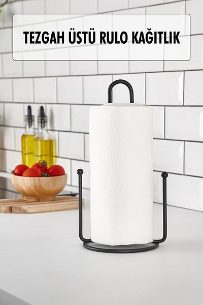 Depa Metal Paper Towel Holder & Upright Towel Napkin Holder Black 28 cm