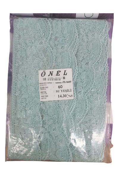 P Parla Lace Polyester Virtual Tulle Tape Water Green 14,30 Meters Width 6 cm On-60-Sy