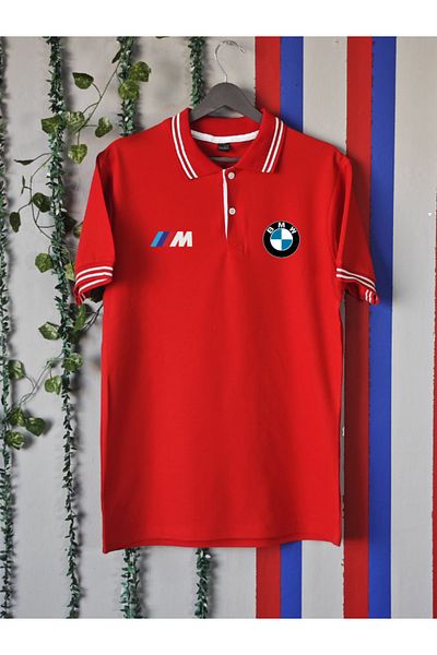 FROOY Bmw m Power Printed Polo Neck 100% Cotton Collar Striped T-Shirt