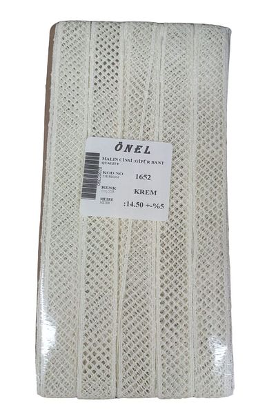 P Parla Lace Polyester Guipure Tape Cream 14.50 Meters Width 3 cm On-1652-Kr